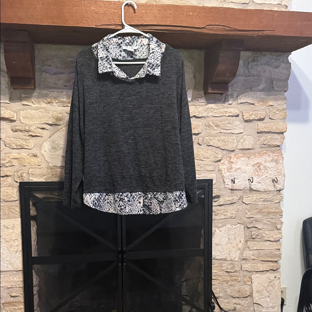 Rebecca Malone Black and White Patterned Top